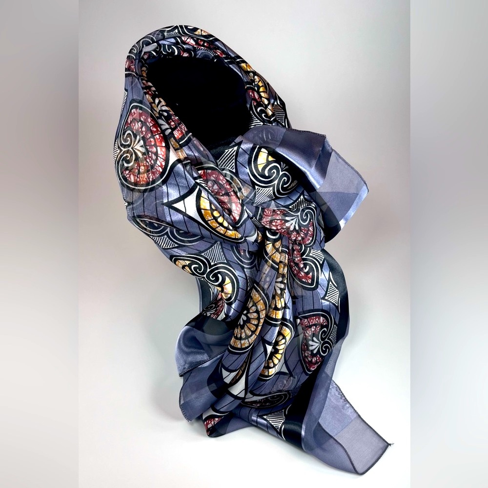 Arkain Bud Satin Elegant 42 inches Gray Fashion Scarf